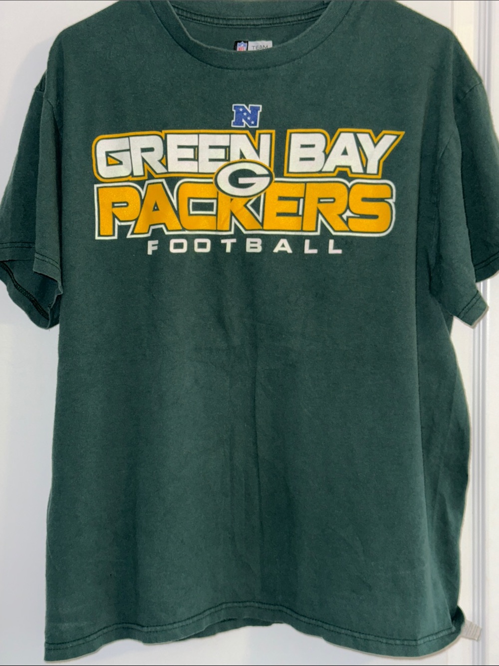 NFL Green Bay Packers Dark Green Short Sleeve Tee with Yellow Logo